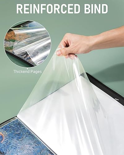 Miniatura 4 de Nicpro Portafolio de arte de 11 x 17 pulgadas, carpeta grande mejorada para obras de arte con 30 bolsillos, 60 páginas, carpeta de libro de