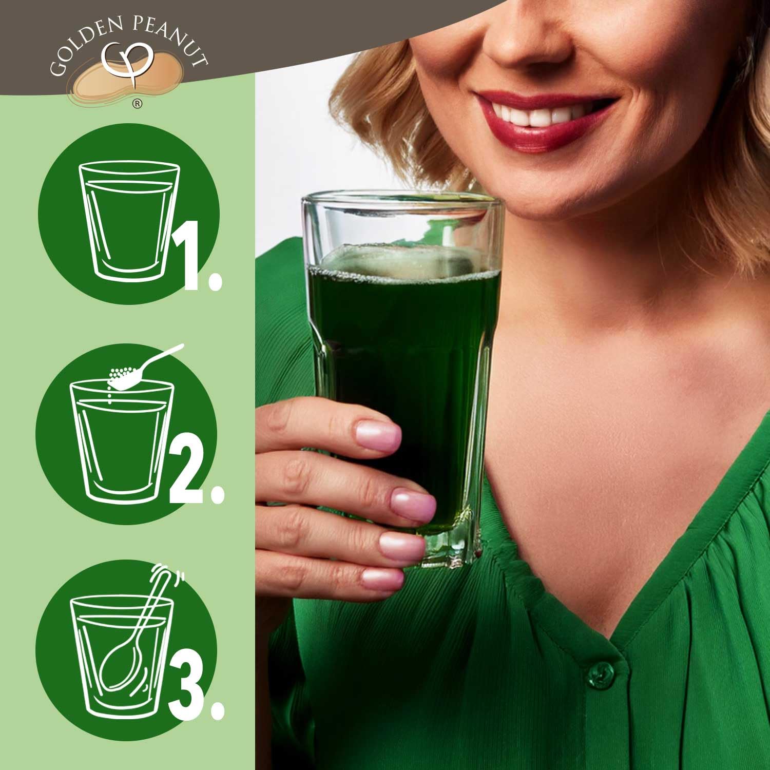 GOLDEN PEANUT Spirulina 1 kg Pulver BIO - Zellwände aufgebrochen, 100% Rohkostqualität, nach EU-ÖKO-Standard, vegan
