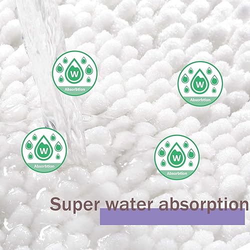 Miniatura 3 de RUN HELIX Alfombras de baño de felpilla antideslizantes, alfombra de baño esponjosa, alfombra de ducha suave y lavable, juegos de baño gruesos y