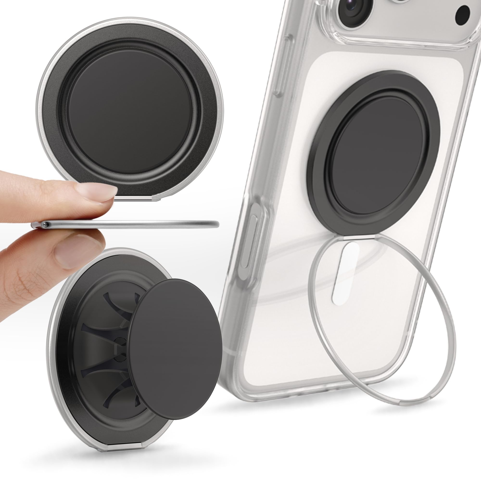 PopSockets Low-Pro Grip for MagSafe, Thin Profile- Black