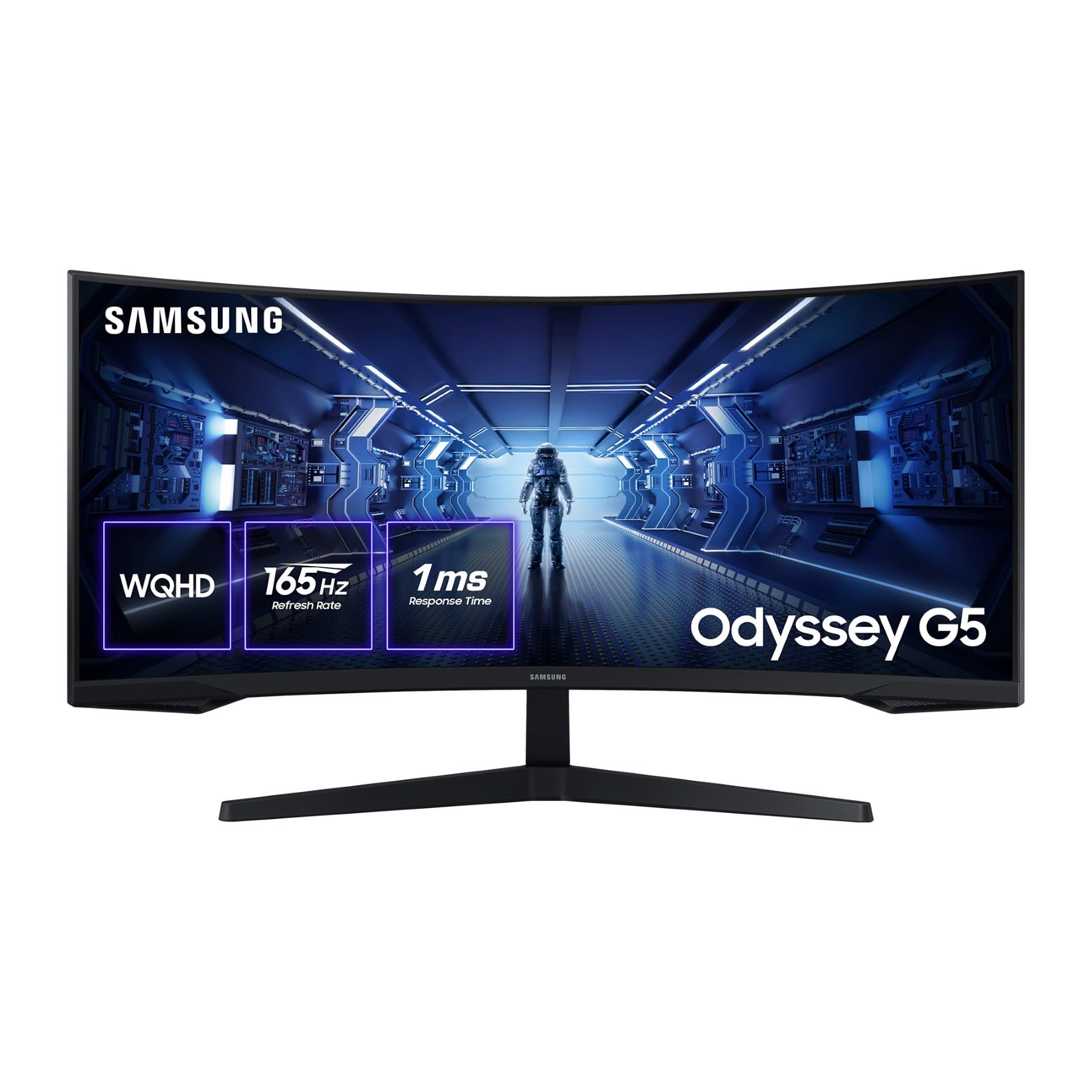 Samsung Odyssey G55T Curved Gaming Monitor 34", Ultra WQHD, 3440x1440, 165Hz, 1ms(G/​G), 1000R, AMD Freesync Premium, HDR, Negro, LC34G55TWWPXEN