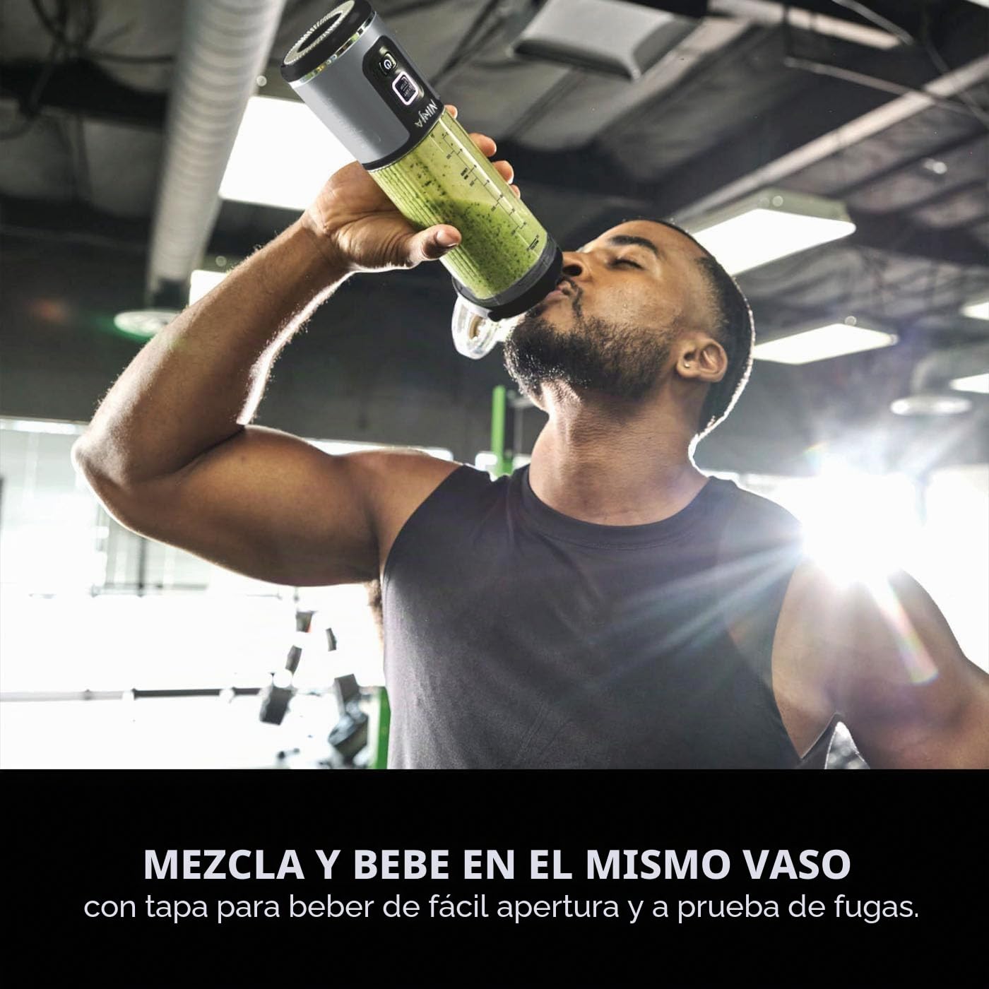 Ninja Blast BC151UKBK - Batidora portátil de 530 ml, tapa a prueba de fugas y boquilla para sorber, potente licuadora inalámbrica, recargable, batidos portátiles, batidos de proteínas, mezclas de