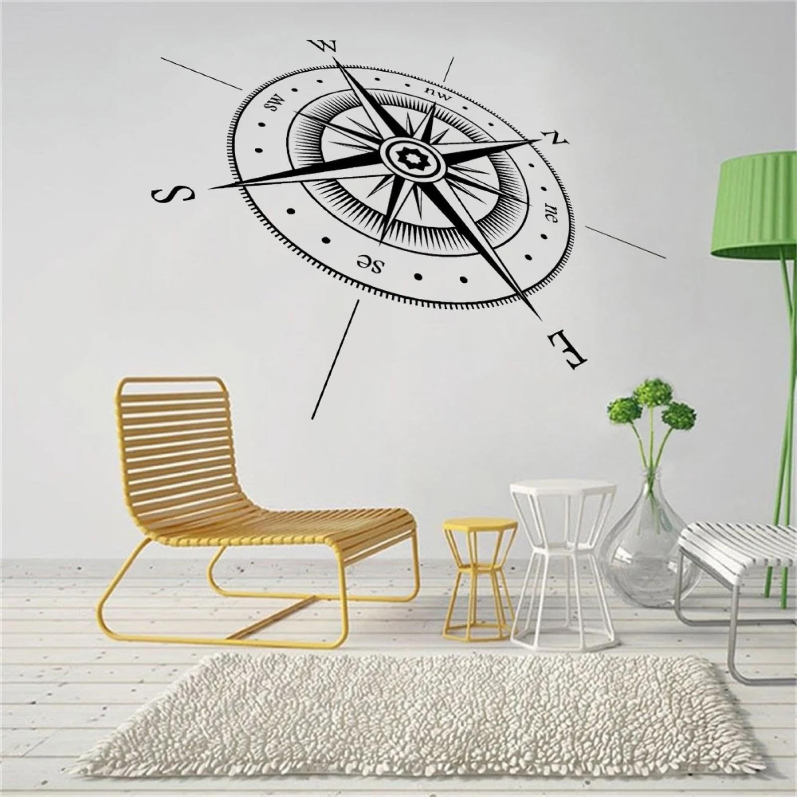 GZGZG Compass Wall Sticker Vinyl North South East west Point Wall Sticker Vinyl Wall Art Mural Direction Decoration