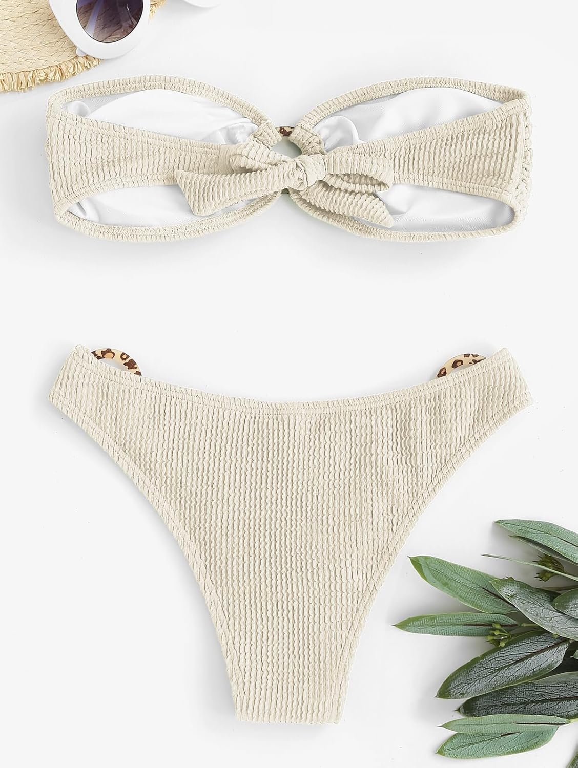 ZAFUL O Ring Bandeau Bikini Sets for Women Sexy Strapless Swimsuits 2 Piece High Cut Bathing Suit - Image 5