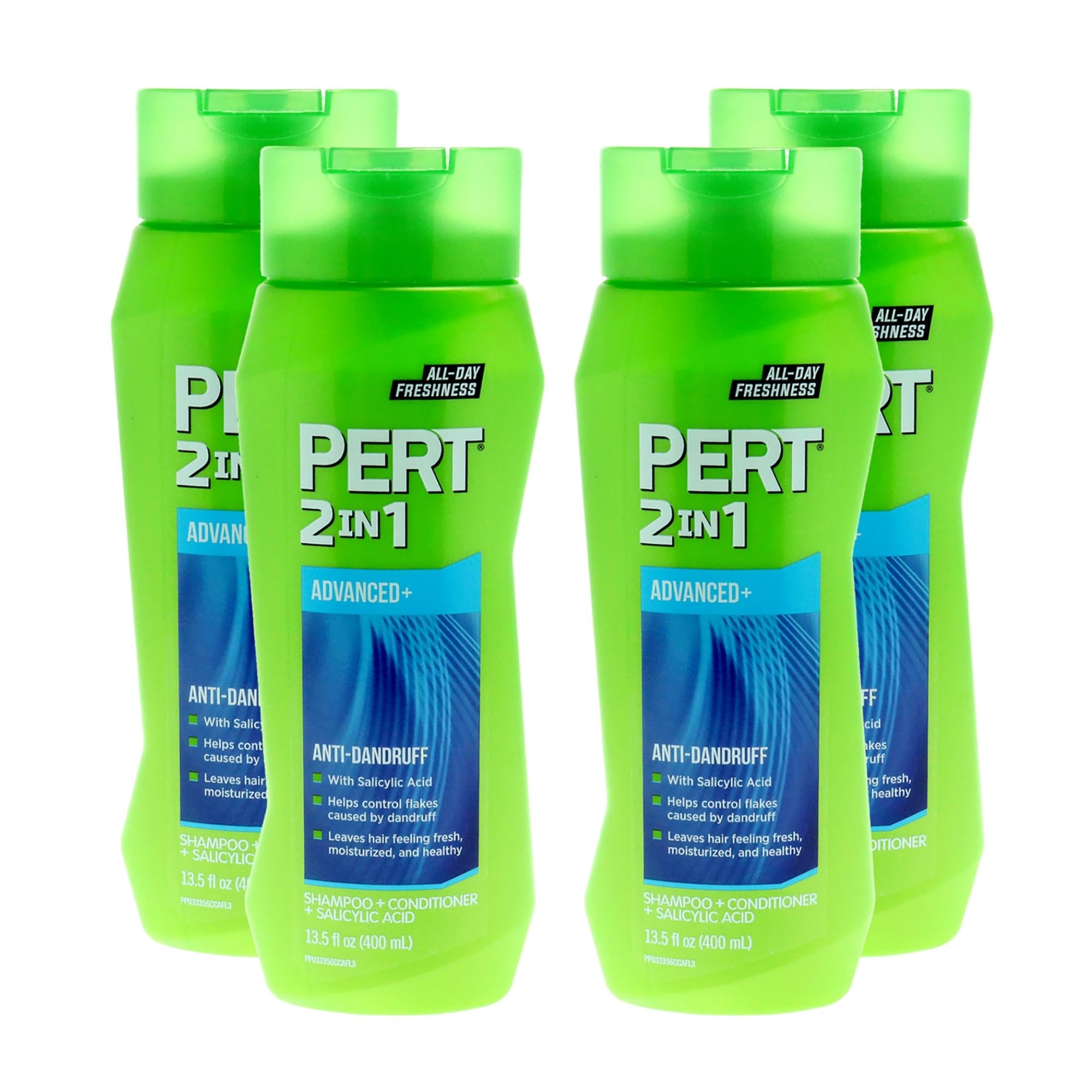 PERT Anti-Dandruff 2 in 1 Shampoo and Conditioner - Advanced with 2 Percent Salicylic Acid - Dandruff Shampoo with Zinc - 4 pc
