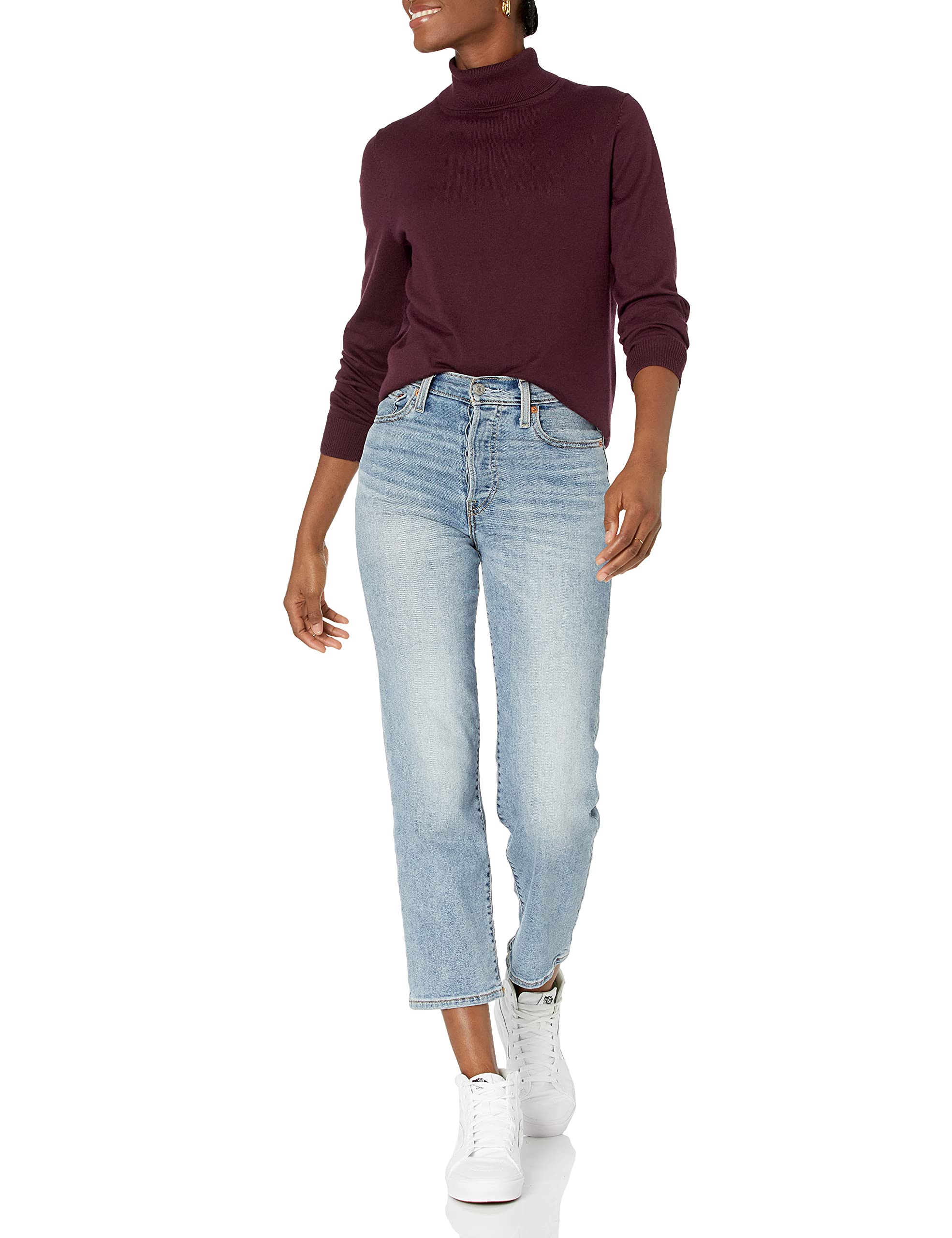 Amazon Essentials Maglione A Collo Alto E Maniche Lunghe Leggero con vestibilità Classica (Taglie Forti Disponibili) Donna