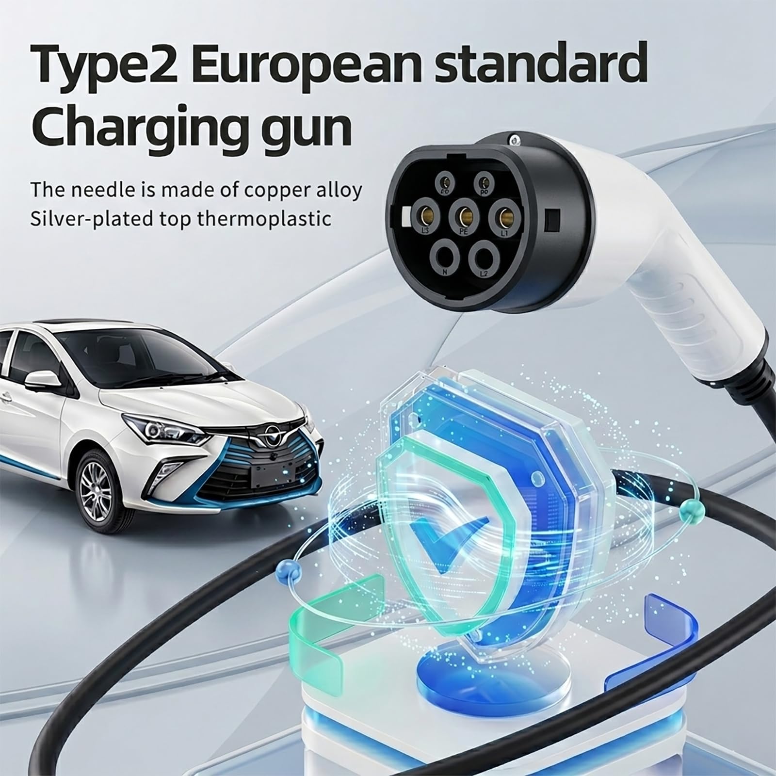 EV Charger Cable Type 2 to 3 Pin Plug, 5M 3.5kW Electric Car Charger, 8/10/13/15/16A Adjustable Type 2 Charging Cable, EV Charger with LED Indicator, Ev Charging Cable for EV & PHEV — view 6
