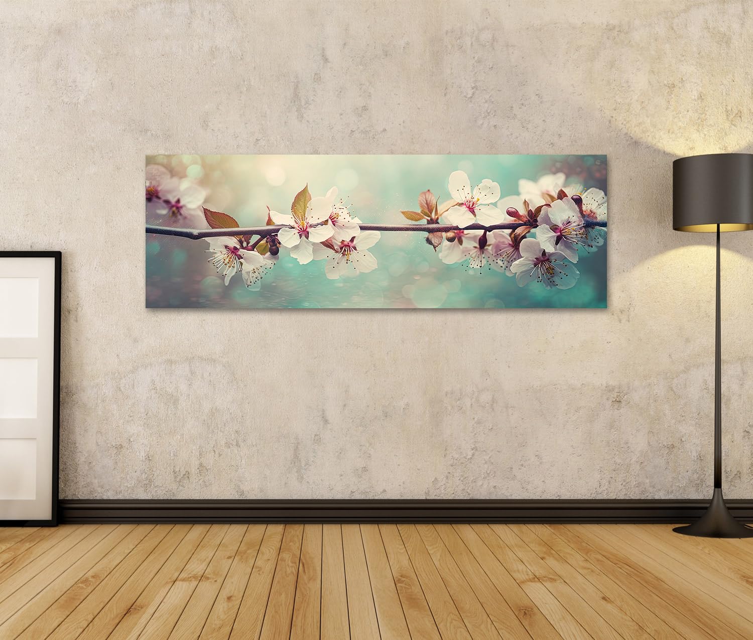 islandburner Cuadro sobre lienzo Flor de cerezo horizontal Primavera Flores Sakura s IA Imágenes Murales Póster JAWT Pano