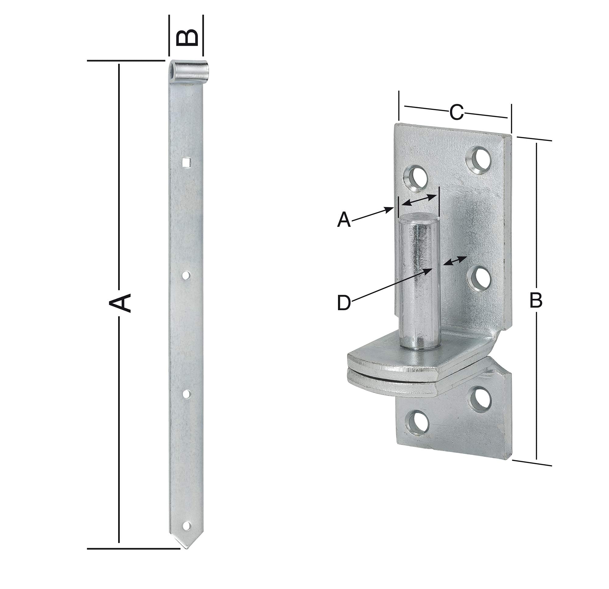 HAUS & DACH Ladenband Set, blau verzinkt inkl. Kloben, Ladenbandlänge: 500 mm, Durchmesser Kloben: 10 mm Eng
