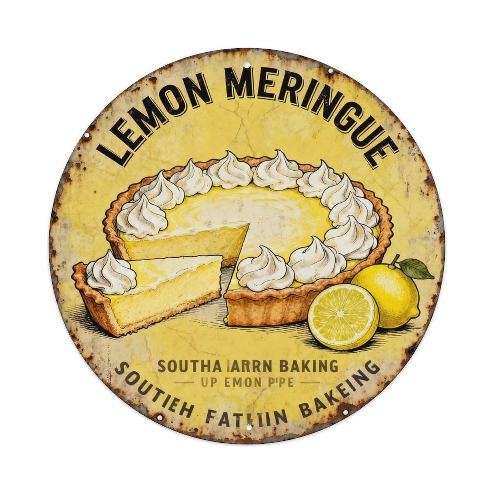 LEMON MERINGUE Metal Tin Sign Plaque