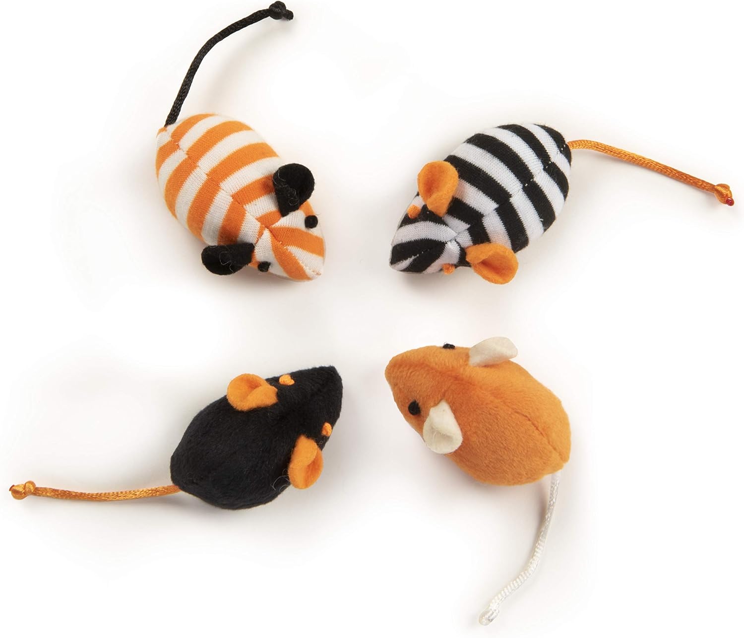 SmartyKat Halloween Skitter Mice Catnip Cat Toys - Orange/Black/White, 4 Count : Pet Supplies