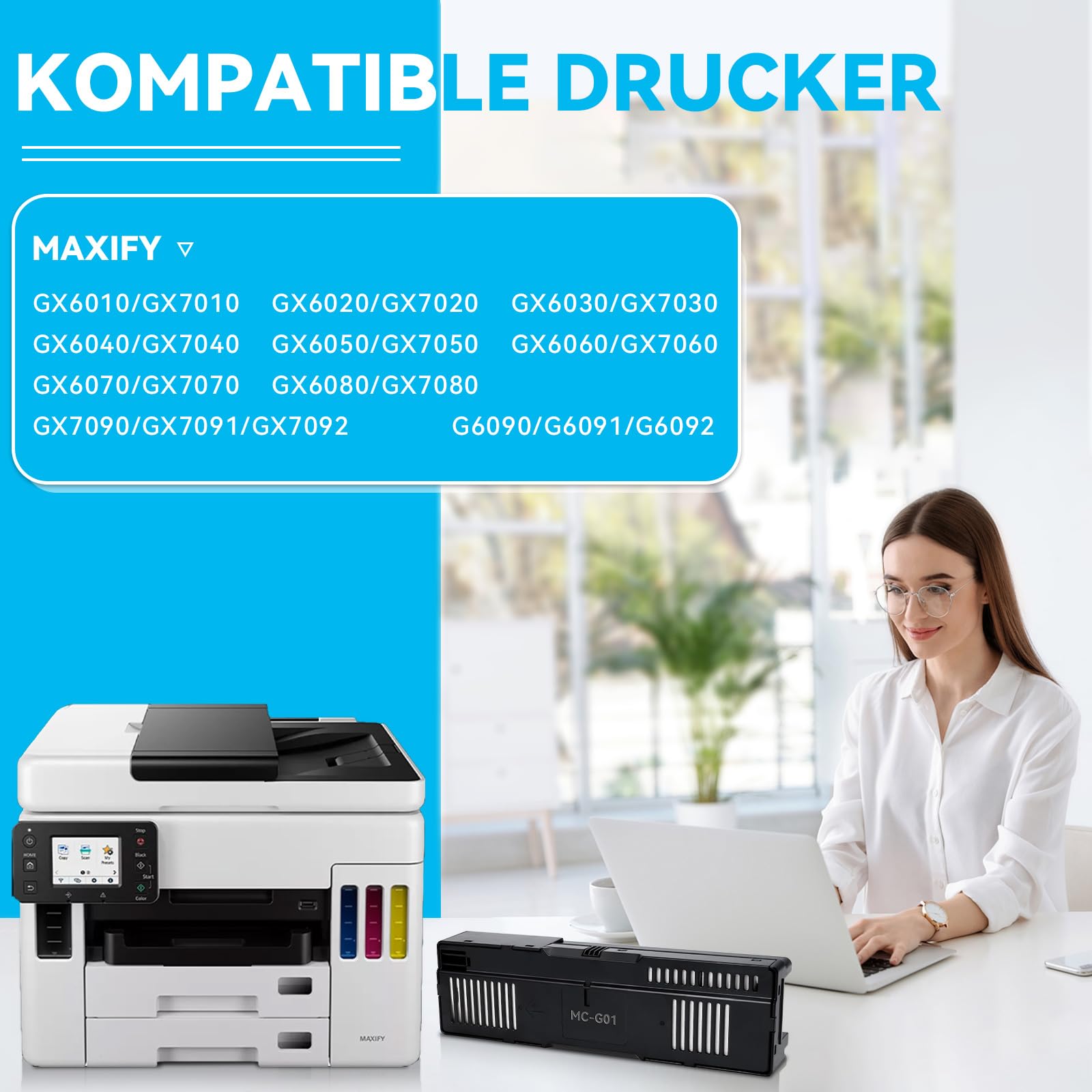 MC-G01 Wartungskassette Kompatibel mit Maxify GX6050 GX7050, Wartungspatrone MC G01 für Maxify GX6010 GX7010 GX6020 GX7020 GX6030 GX7030 GX6040 GX7040 GX6060 GX7060 GX6070(#4628C001)