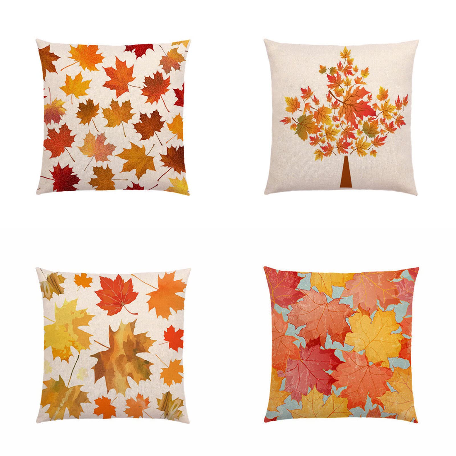 Lot de 4 taie d'oreiller 50x50cm lin jaune housses coussin décoratif canapé