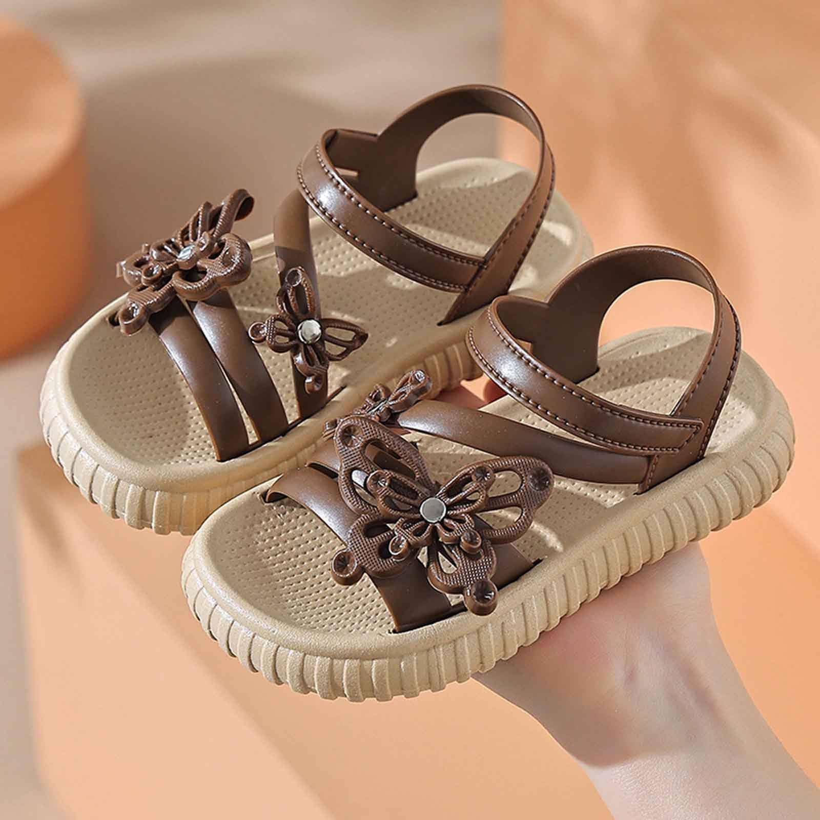 MMRTDJDR Generisch Sandalias Transpirables para Niñas Pequeñas Y Zapatos Livianos, Cómodos Y Informales para Jugar Al Aire Libre para El Uso Diario, Khaki, 11.5 UK Child