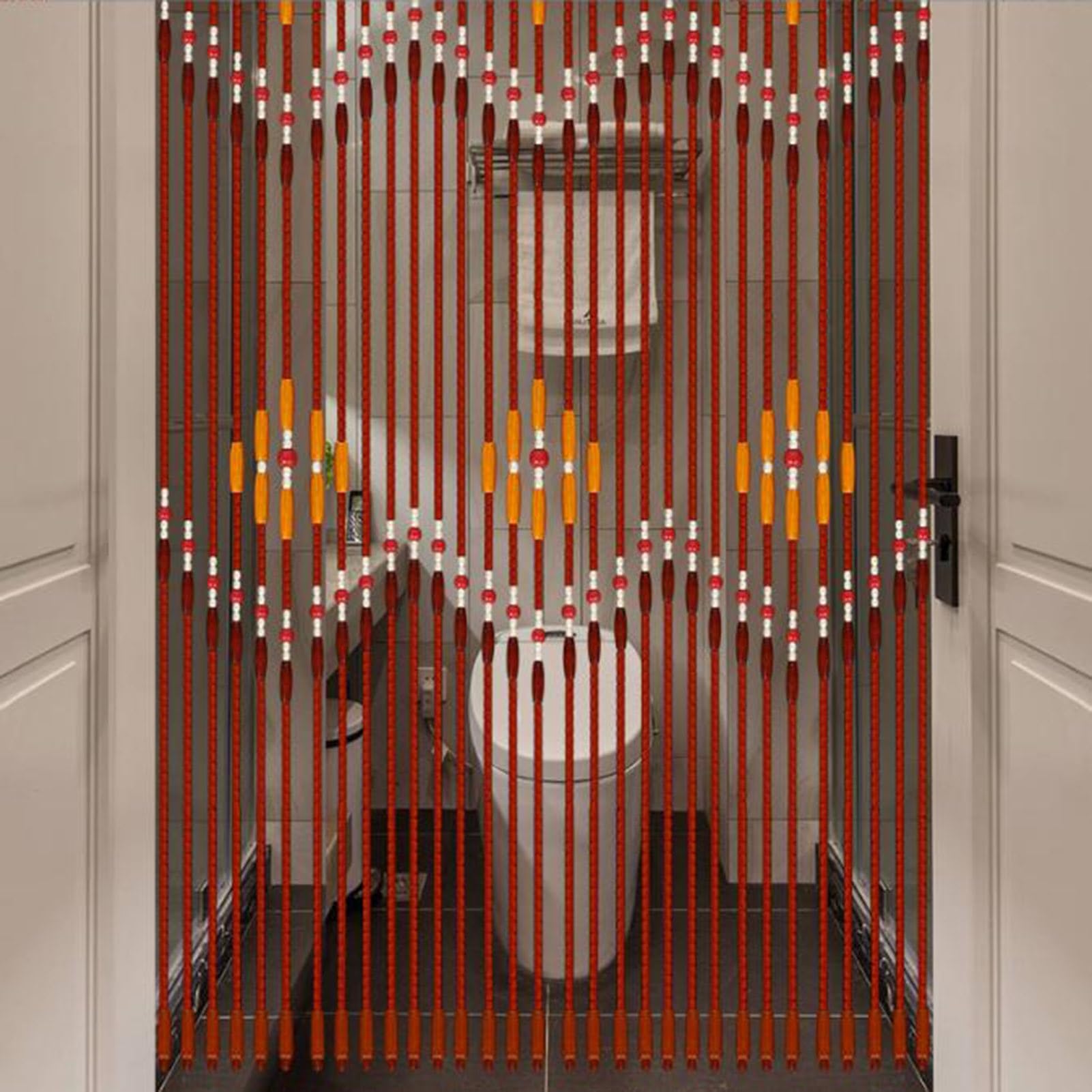 Rideaux en perles de bois de bambou naturel, panneau de rideau anti-mouches suspendu 90 x 220 cm, rideaux séparateurs de décoration rétro, panneaux de rideaux en perles for entrée de couloir de pièce