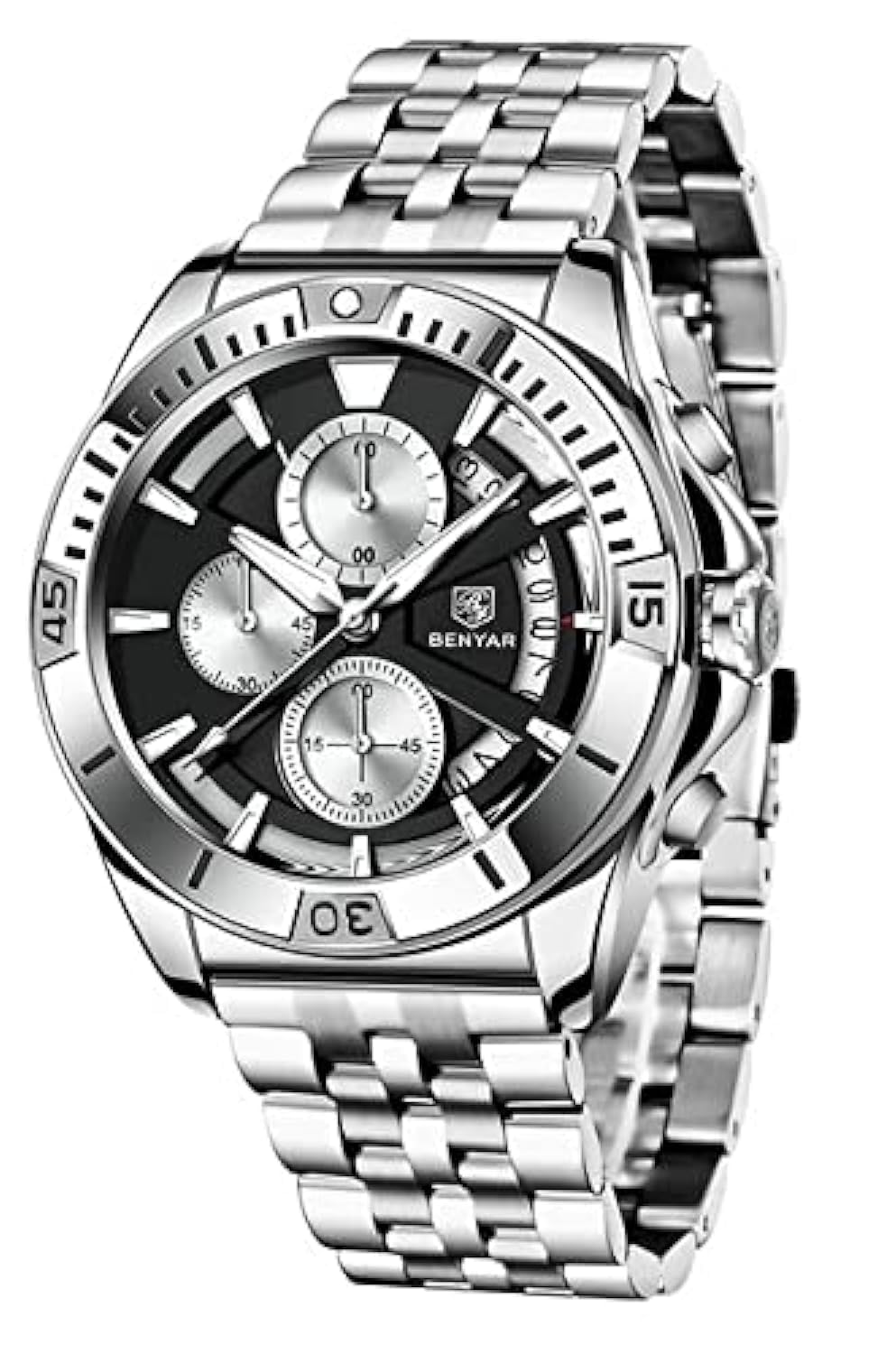 BENYAR Men Chronograph, Fashion Multifunction Analog Watch, Stainless Steel Strap, Waterproof Sports Casual Quartz Watch (B09JM4YVHX) Amazon Price History, Amazon Price Tracker