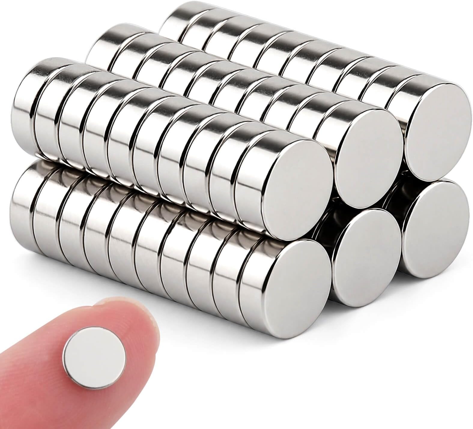 MIN CI Small Rare Earth Neodymium Magnets - 60 Pcs Mini 6 x 2 mm Round Magnets for Refrigerator, Crafts, Whiteboard