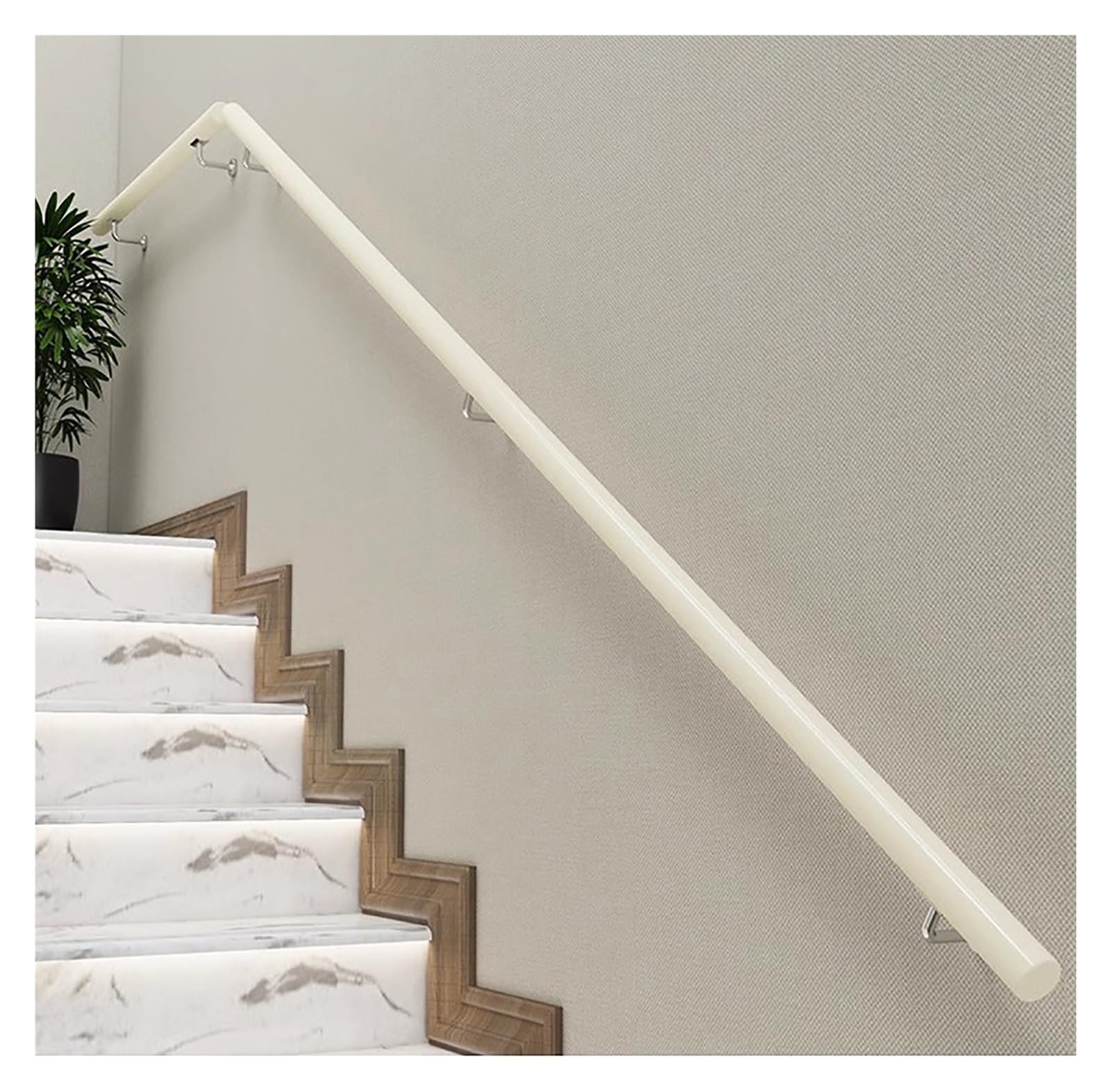 Gyeqxkt White Wooden Bannister Rail For Stairs - Wall Mount Heavy Duty Staircase Handrail