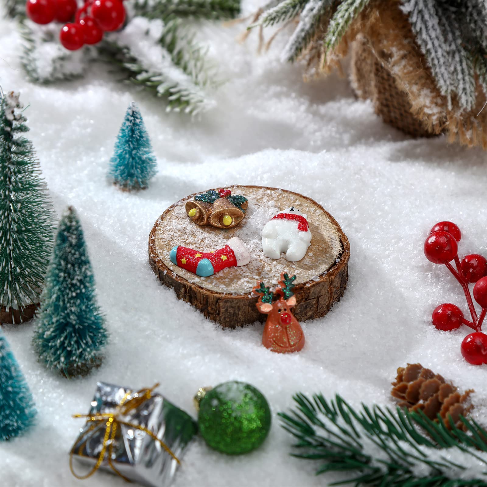 Fausse neige de Noël pour loisirs créatifs, village de neige artificielle – Poudre de plastique artificielle pour décoration d'arbre de Noël, village d'hiver, fournitures (800 g, blanc)