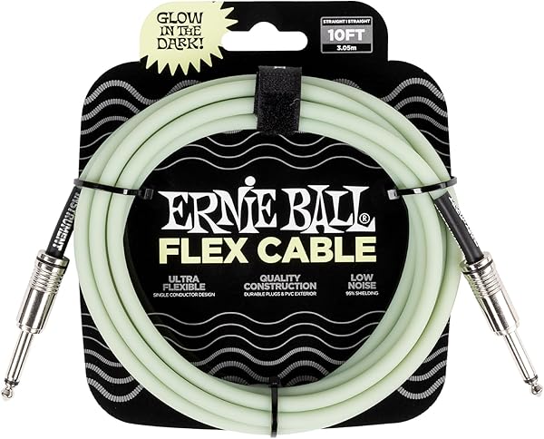 Amazon.co.jp_ 【正規品】 ERNIE BALL 6436 楽器用シールド ケーブル 10フィート FLEX INSTRUMENT CABLE 3.04m S-S型 グロー・イン・ザ・ダーク _ 楽器・音響機器