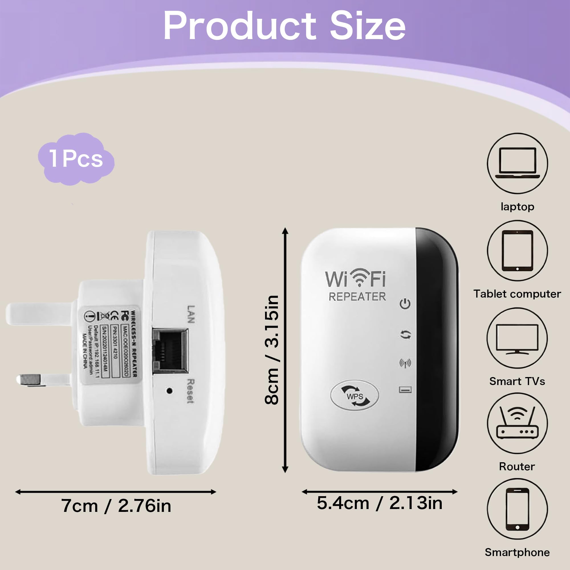 WiFi Extender Signal Booster for Home - Covers Up to 3000 Sq.Ft & 45 Devices - 300Mbps Wireless Internet Repeater with Ethernet Port, Quick Setup — view 2