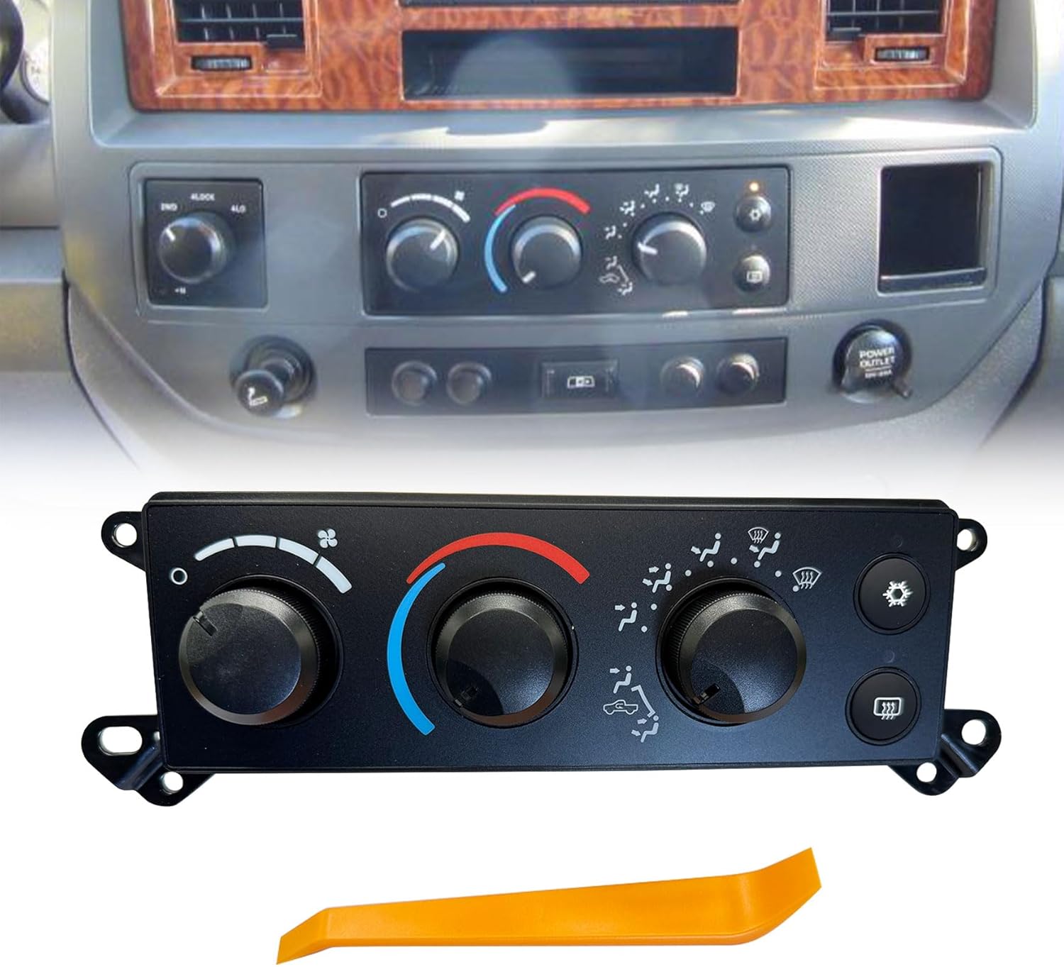 A/C Heater Climate Control Module Compatible with Dodge Ram 1500 2500 3500 2006-2008 Compatible with Dodge Dakota 2008-2011 Replace P55056569AD 55056569AE