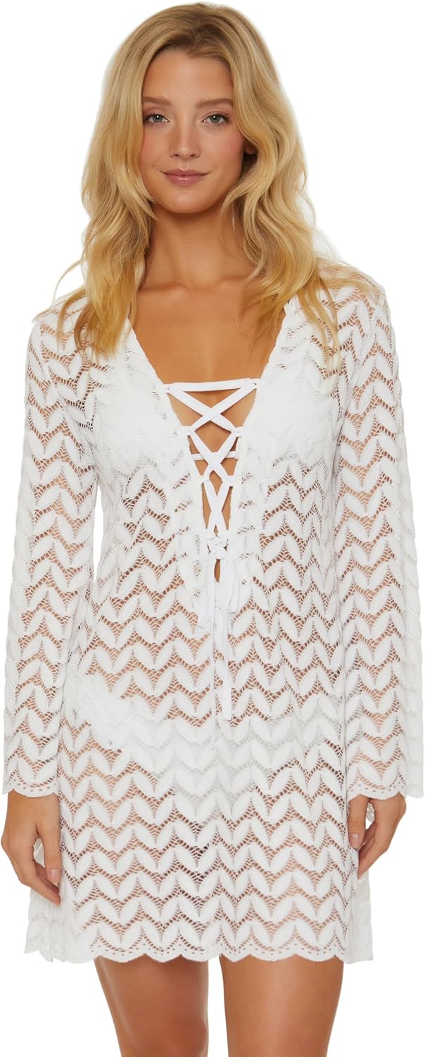 ISABELLA ROSE Women's Venice Lace Up Sheer Tunic, Sexy, Beach Cover Ups for Women