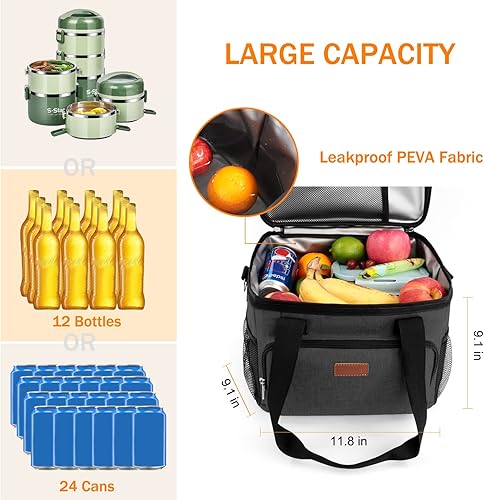 Miniatura 3 de Femuar - Loncheras unisex para adultos con aislamiento térmico, para el trabajo, la oficina y pícnics, diseño grande tipo hielera a prueba de fugas