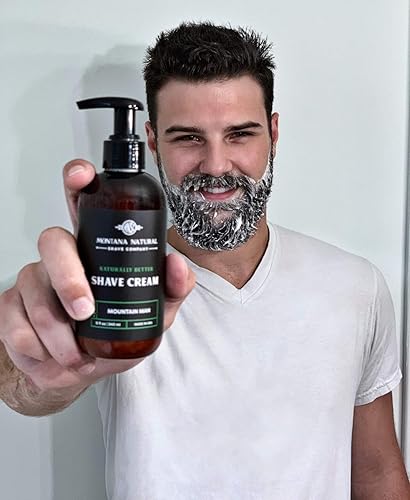 Miniatura 3 de MNSC Old Faithful Naturally Better Pump Shave Cream - Afeitado suave, fórmula hipoalergénica para la piel sensible, piel más suave, evita rasguños,