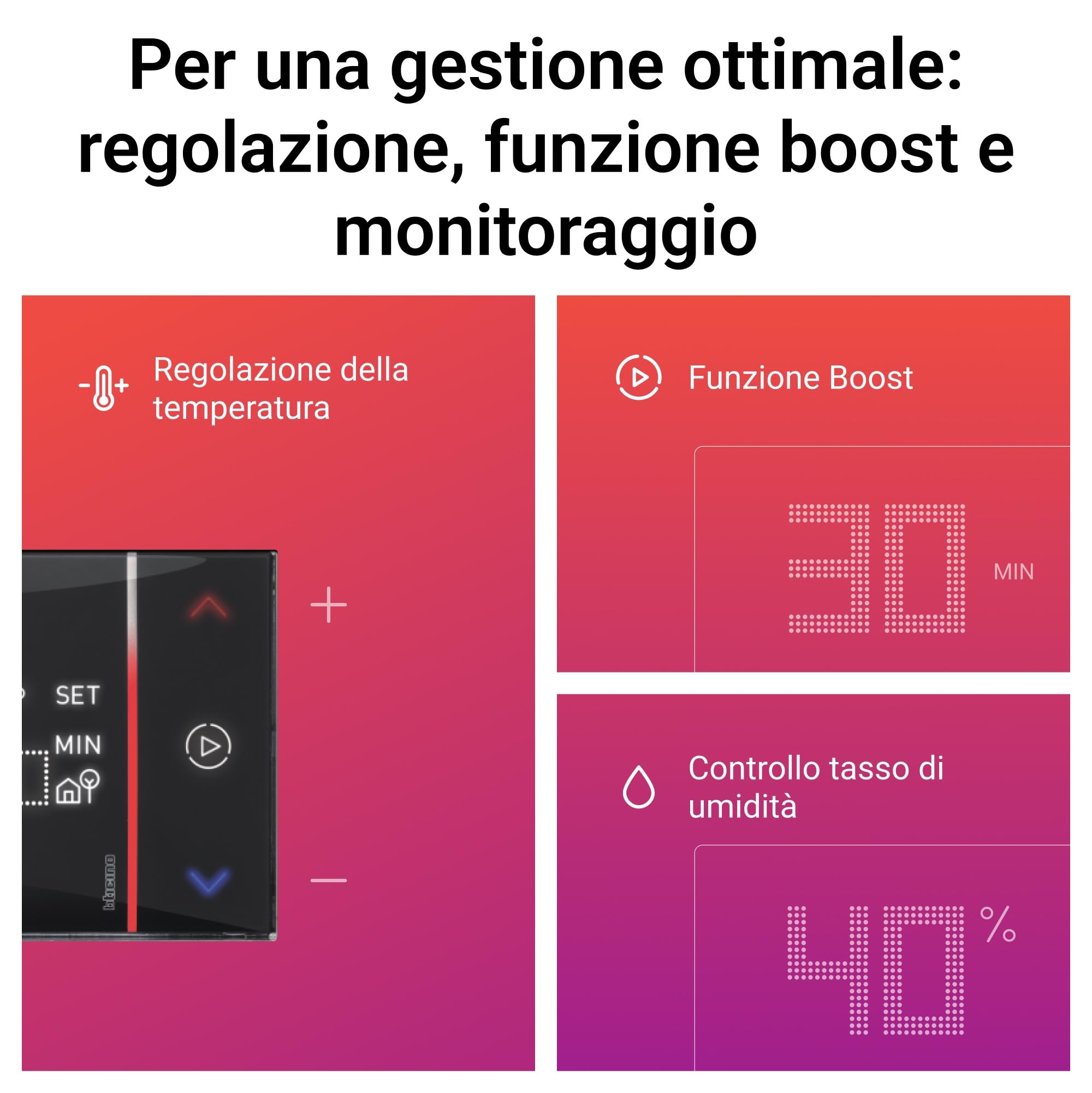 BTICINO SXG8002 Termostato WiFi Smarther2 with Netatmo, Termostato Caldaia da Incasso, Controllo anche da Remoto con App, Alexa, Google Assistant, Apple HomeKit, Programmabile, Risparmio Energetico