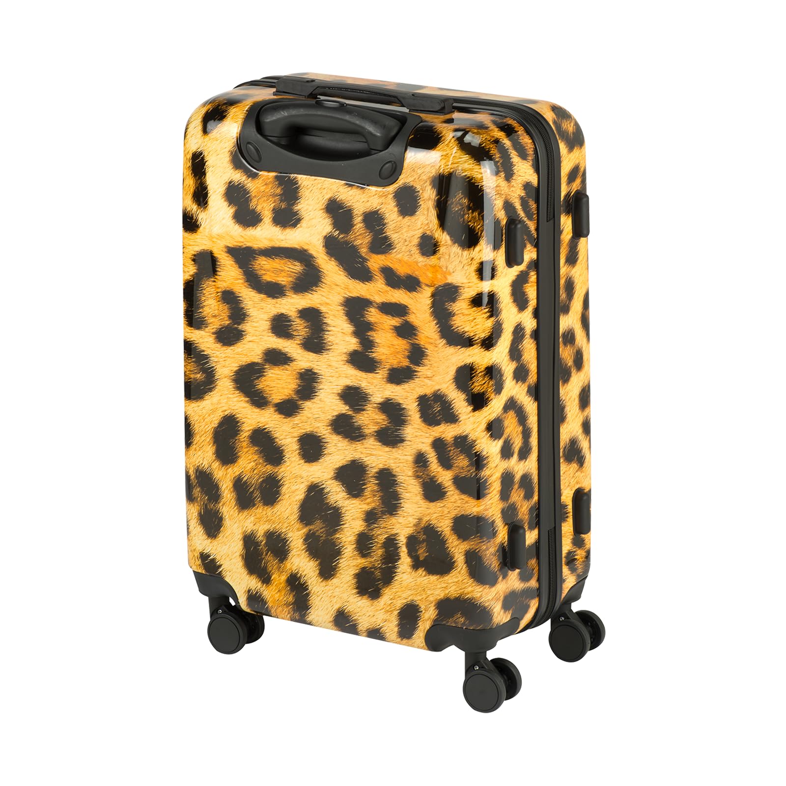 Princess Traveller Animal Print - Reisekoffer - Leopard - Mittel - 66 cm - Doppelräder - Hartschalen Koffer (Gelb, Mittel Reisekoffer)
