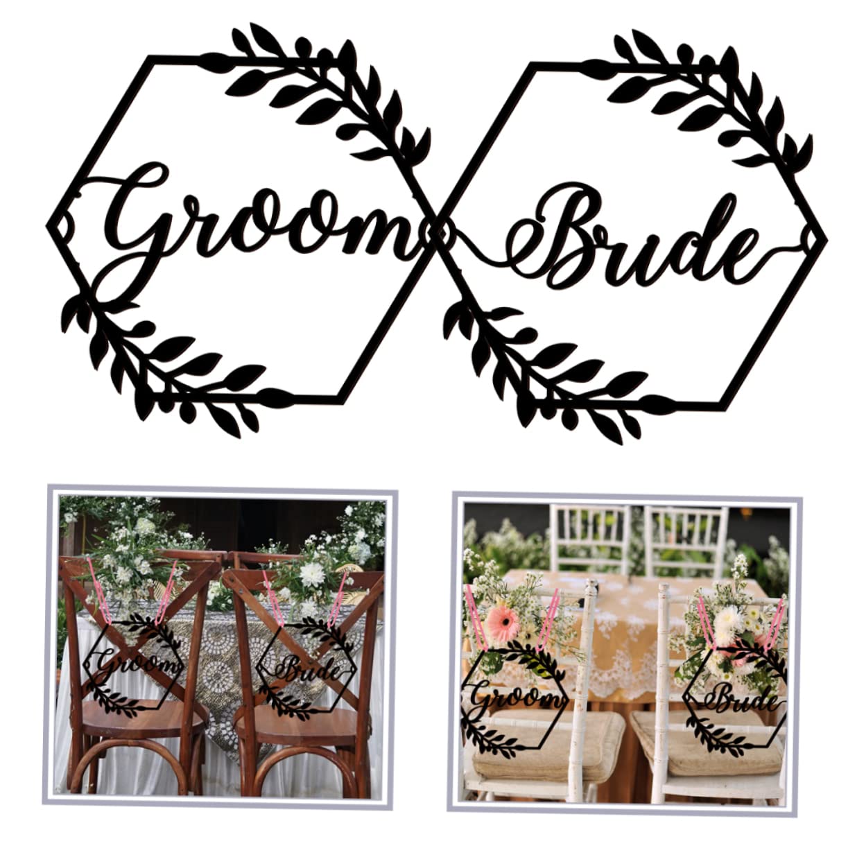 IMIKEYA 3sätze Braut Und Bräutigam Stuhlschild Mit Satinband Kreative Hochzeitsdeko Für Romantische Feiern Für Verlobung Und Hochzeiten