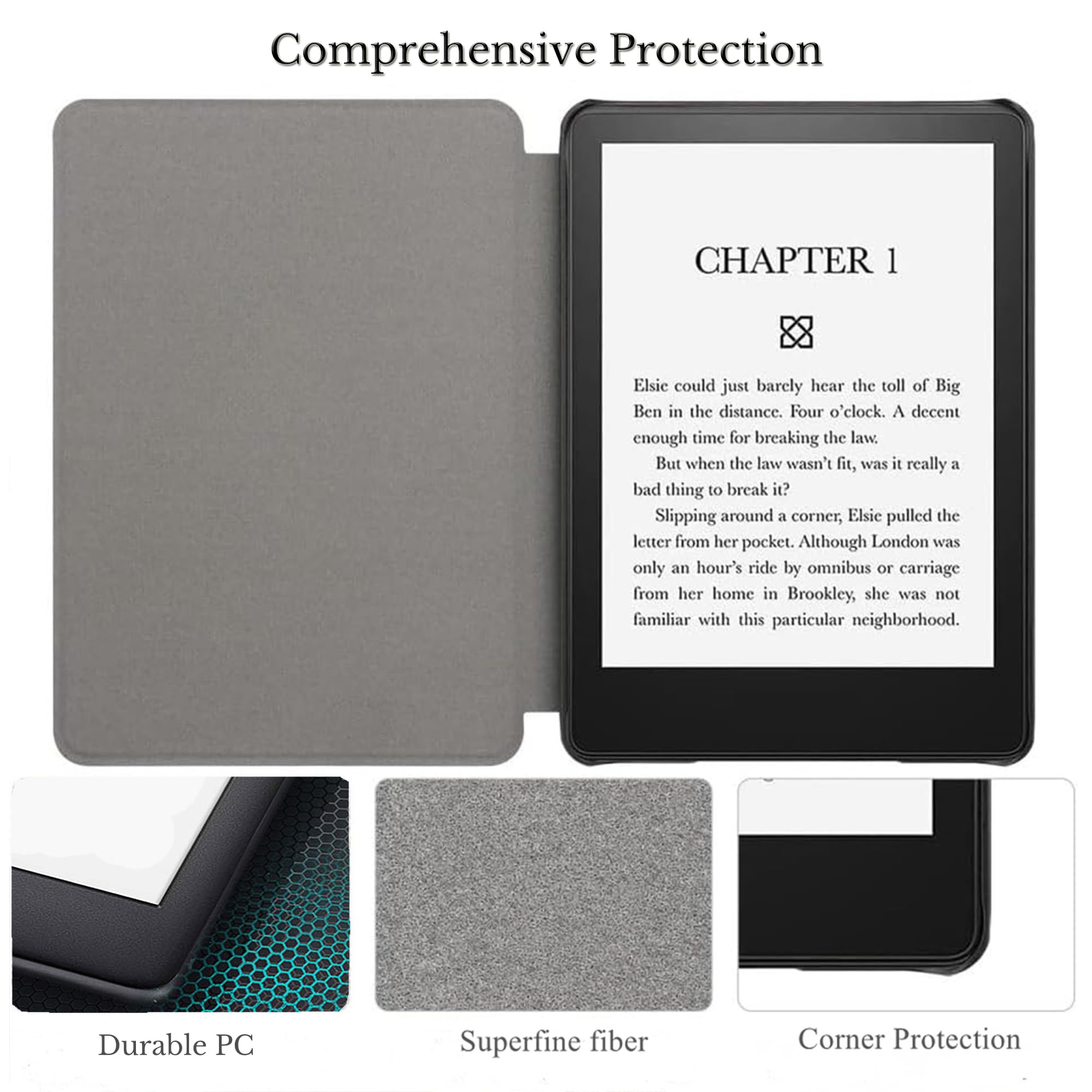 Enoxboo Custodia Per Kindle Colorsoft 1a Gen 7 Pollici (SA58CB) | Pelle Sintetica E Policarbonato, Risveglio/sospensione Automatica, Stampa 3D
