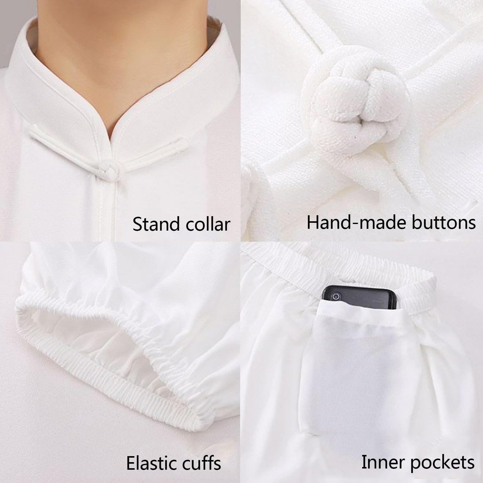 Uniforme de Tai Chi Unisexe - Hommes Femmes Manches Courtes Kung Fu Arts Martiaux Vêtements pour Exercices Qigong Kung Fu Wing Chun,RoyalBlue-S
