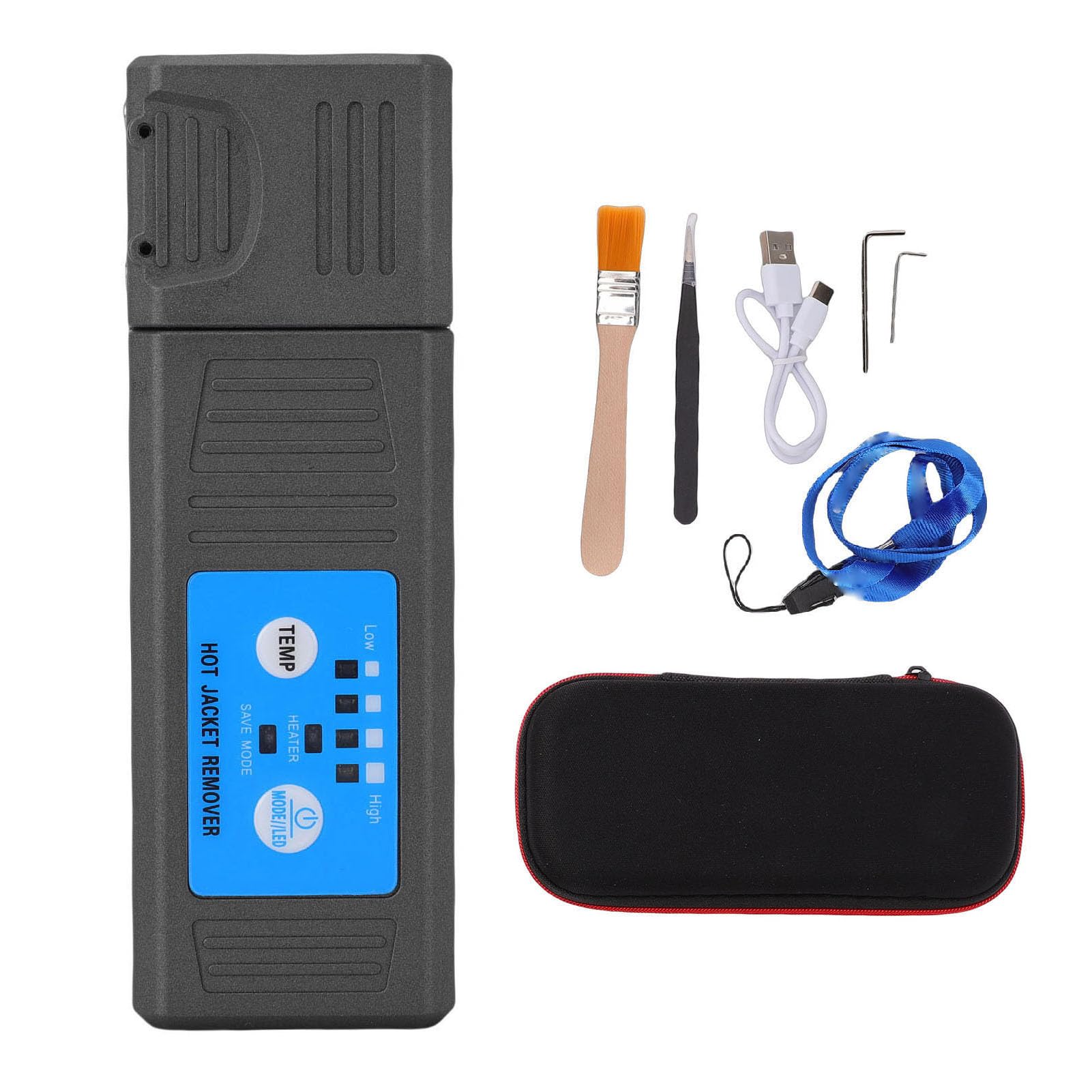 Jiawu Pelacables Térmicos de Fibra óptica, Calentamiento Automático Inteligente para Pelar con Precisión Pelacables de Fibra óptica, Herramienta de Pelado de M8 con Batería Recargable para Paquete