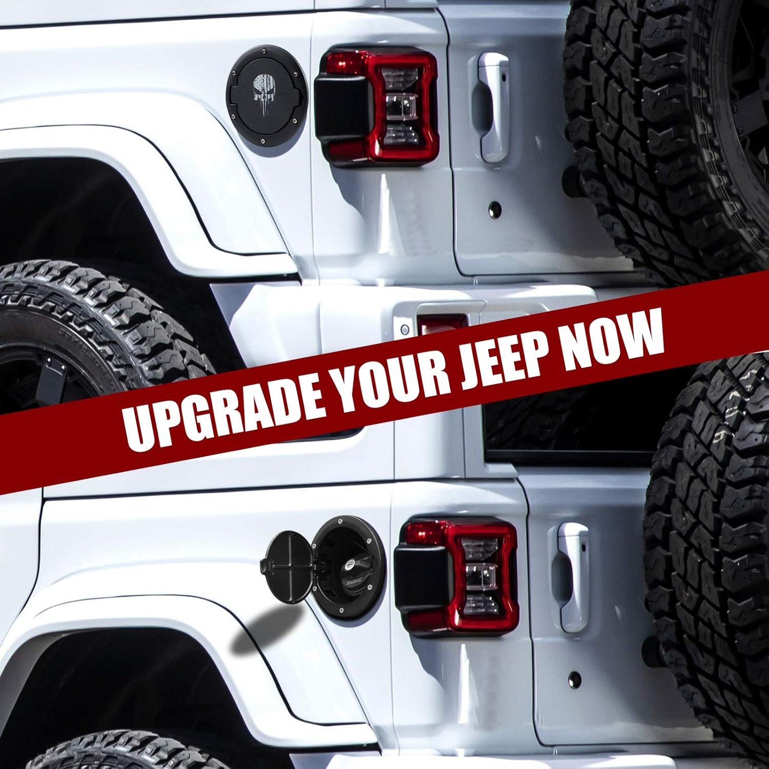 Buling Wrangler JK Gas Cap Cover Aluminum+ABS Fuel Door Cover Fuel Filler Cover Compatible with 2007-2018 Jeep Wrangler JK JKU 2/4 Door (Matte Black)