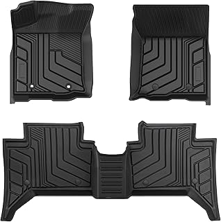 AUTOSAVER88 Floor Mats Compatible for 2018-2023 Toyota Tacoma Double Cab, Custom Fit TPE All Weather Car Liners, 1st & 2nd Row Floor Liners, Black