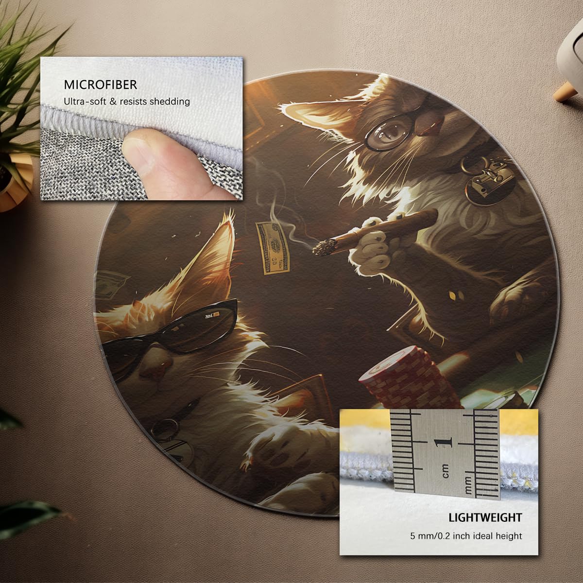 Tappeto rotondo lavabile Carta moda Gatti Design Tappeto a pelo corto Cerchio antiscivolo Tappeti pieghevoli morbidi per l'arredamento cucina soggiorno 80cm