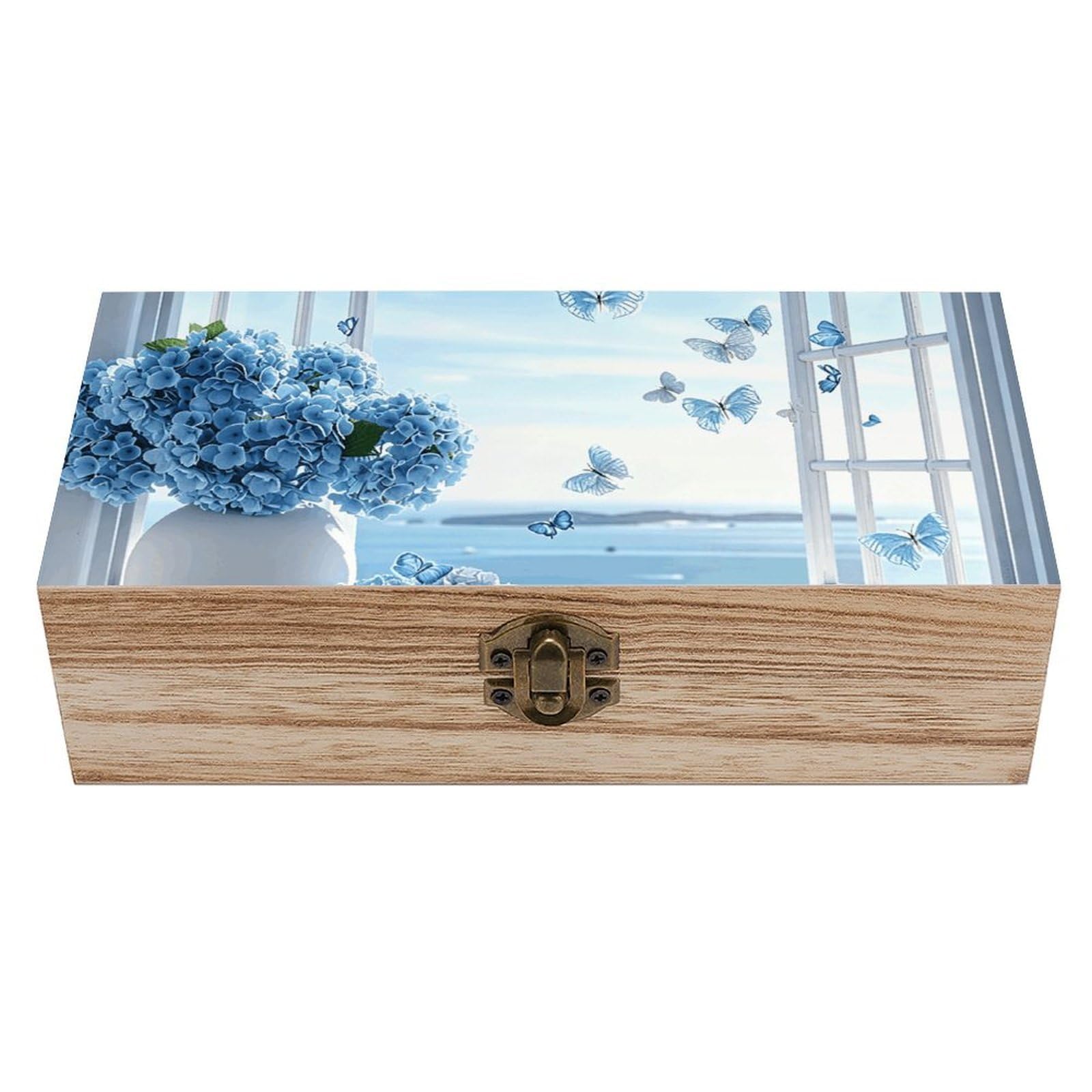 Wooden Storage Box with Hinged Lid Decorative Keepsake Boxes Organizer