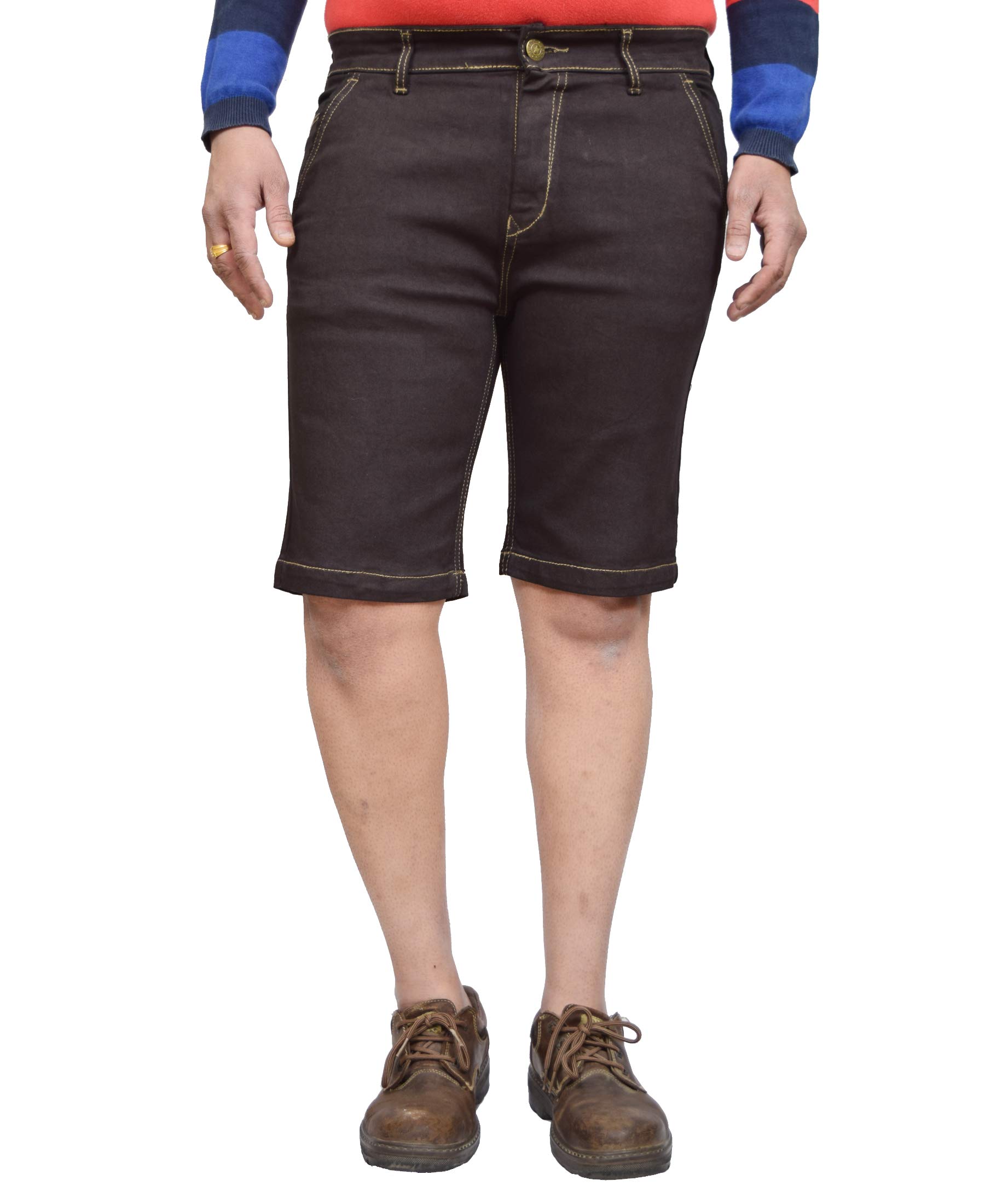 Coffee Brown Denim Shorts for Men strtchable Denim Men's Shorts-Stylish Bermuda/Shorts/chadda-image-43