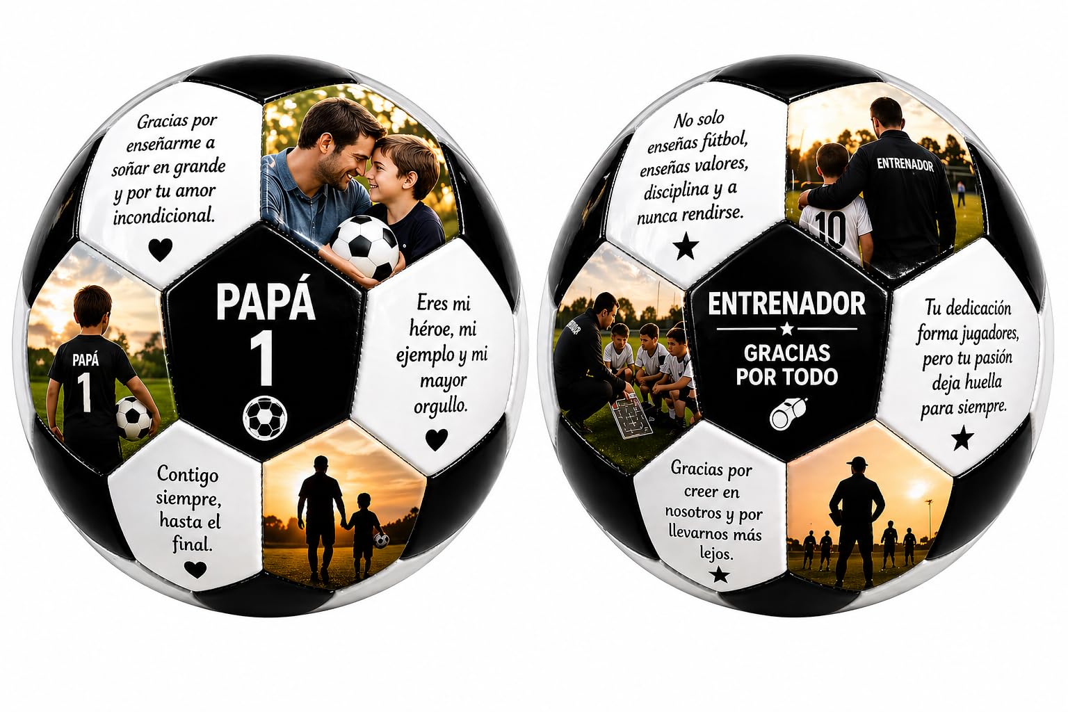 Balon de Futbol Personalizado con Fotos y Textos, 19 Fotos + 12 Textos, Regalo Original para Padres, Ninos y Entrenadores