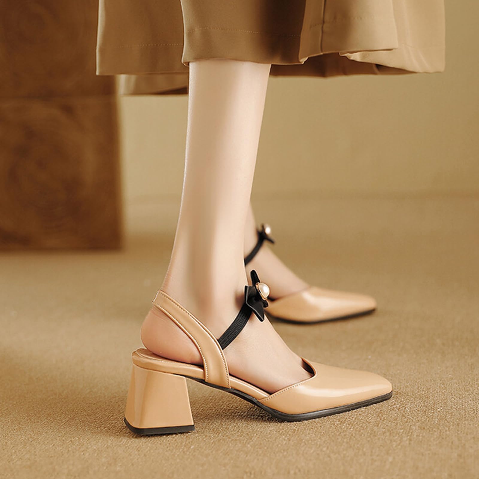 Scarpe Slingback Estive Donna Punta Squadrata Fiocco Taglie Estese | Taglie Forti Disponibili, Plantare Imbottito Per Piedi Larghi, Modello Traspirante Senza Tallone, Stile Classico