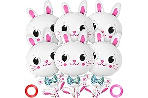 6 Pcs Easter Bunny Balloons, 32 Inch Large Bunny Head Rabbit Shaped...
