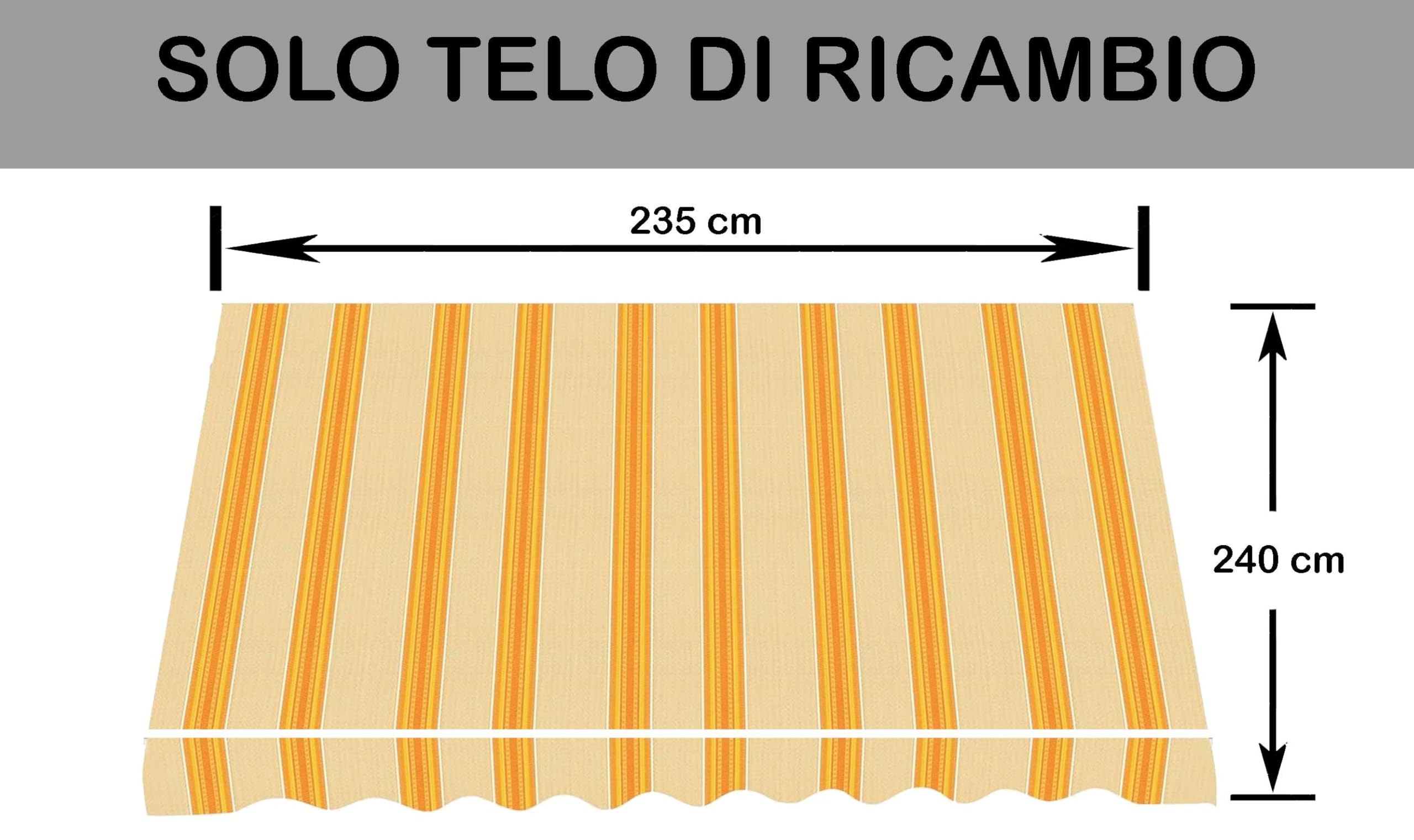 Telo di Ricambio per Tenda da Sole a Caduta in Poliestere da 280gr/mq PU Impermeabile (Giallo e Beige, L250xP250 CM)