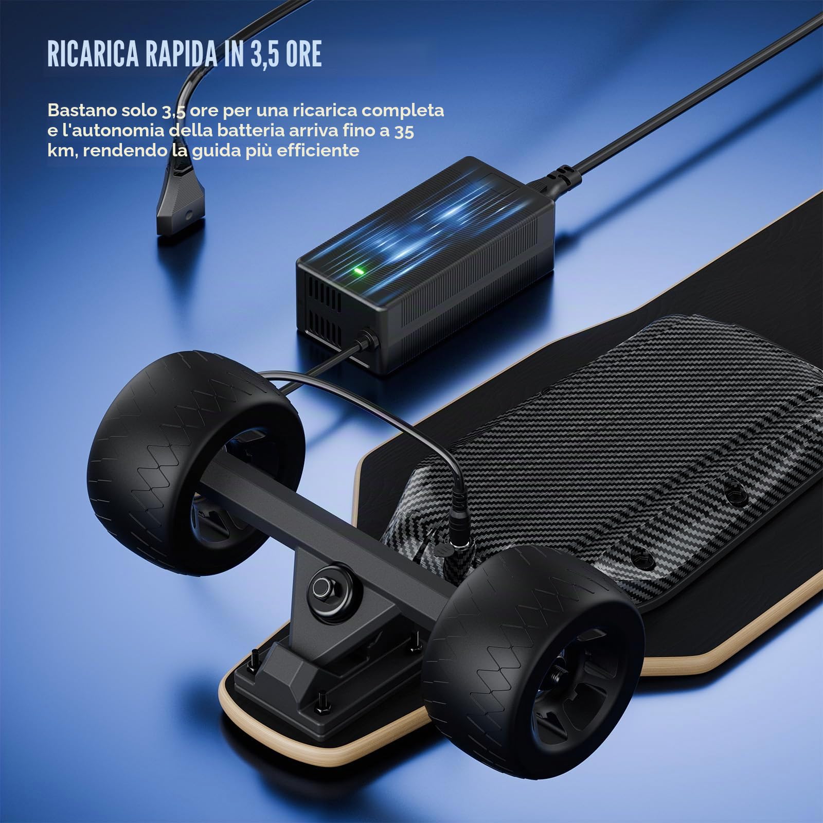 S3 Skateboard Elettrico per Adulti e Ragazzi, Motore da 1100 W, 45 km/h, Velocità Massima, Telecomando con OLED con Display