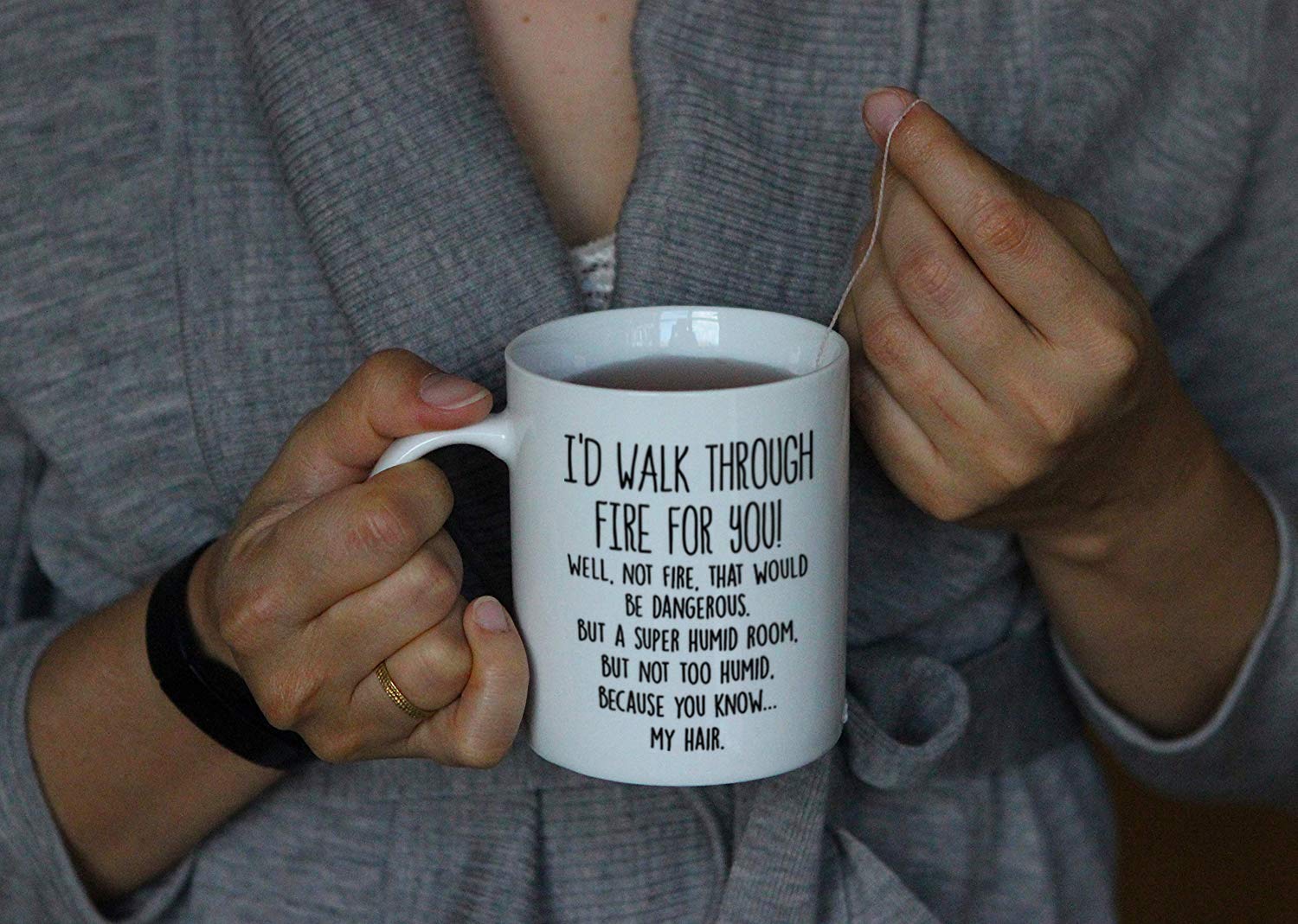 Tazza Da Caffè In Ceramica Per Migliore Amica - I'd Walk Through Fire For You - 312ml, Lavabile In Lavastoviglie, Fatta A Mano In UK