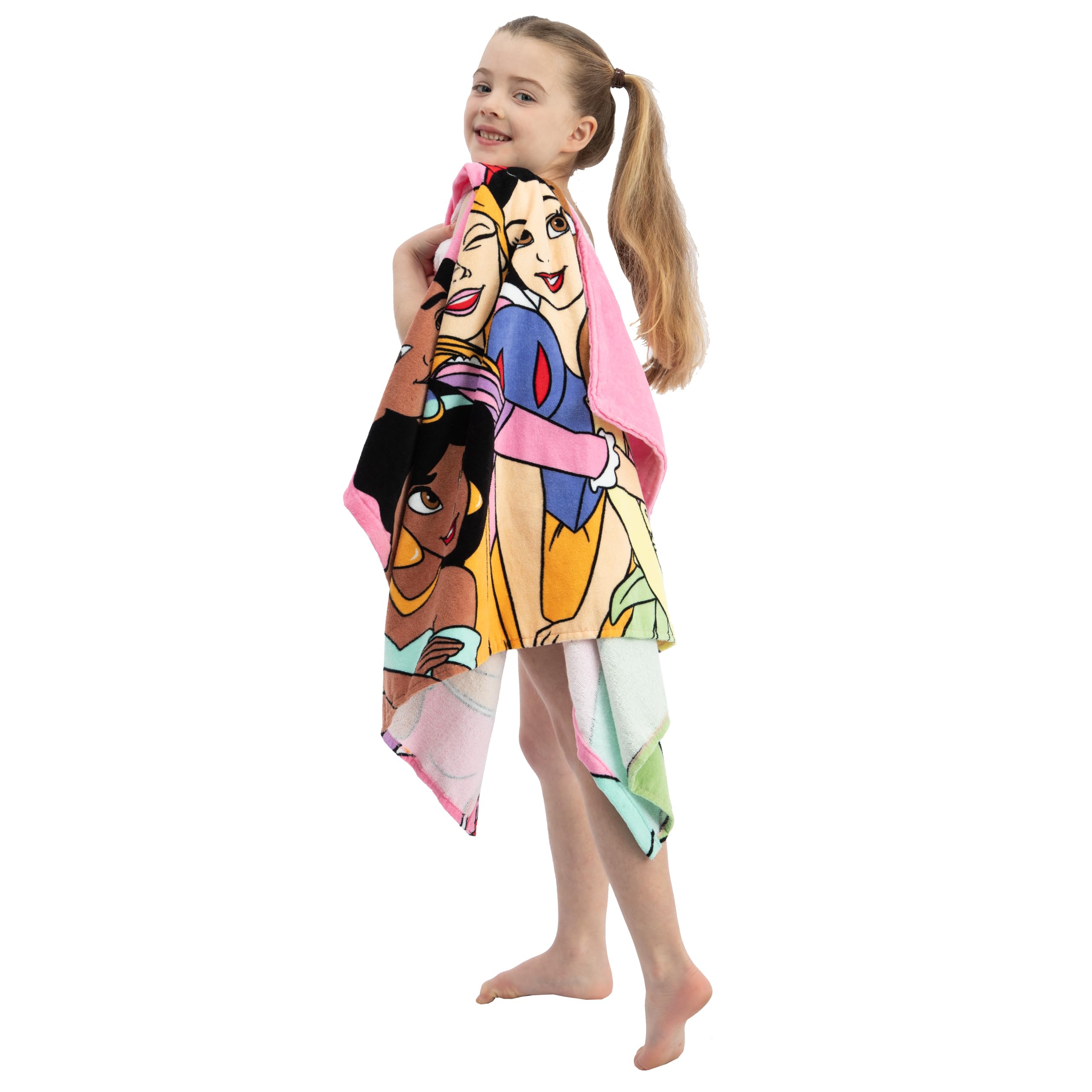 Disney Princess Accappatoio Bambina, Telo Mare Cotone Per Bambina, Asciugamano Mare Piscina O Bagno, Rosa, One Size