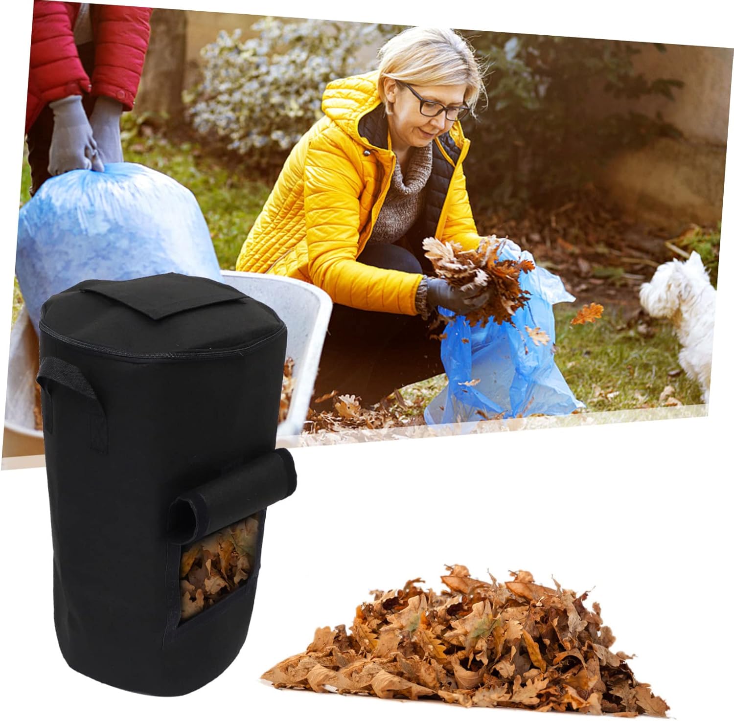 Garden Trash Bag Felt Compost Bag 45 * 80- Gallon 125l Black Creative Design Double Handles