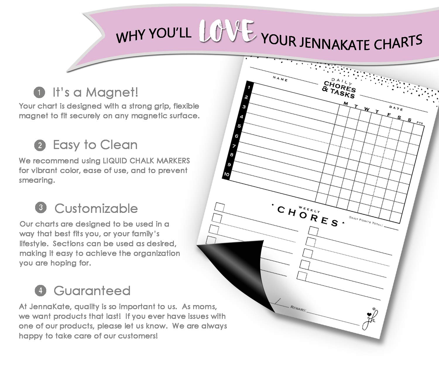 Jennakate - Monthly Calendar for Fridge -Dry Erase Flexible Whiteboard Magnet with Menu -Mid Mod Style (18