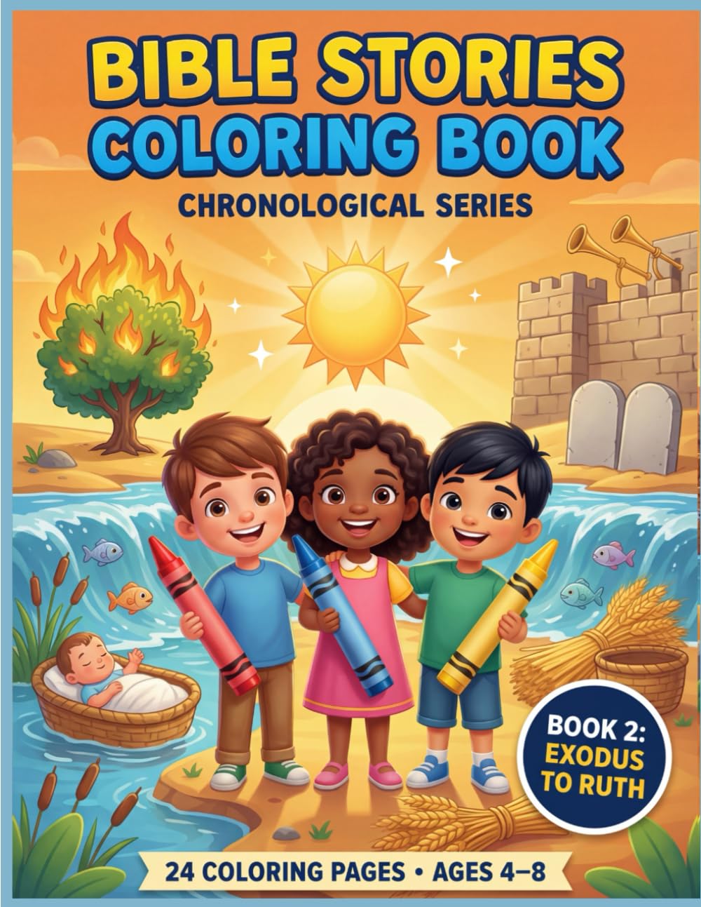 Bible Stories Coloring Book: Chronological Series — Book 2: Exodus to Ruth